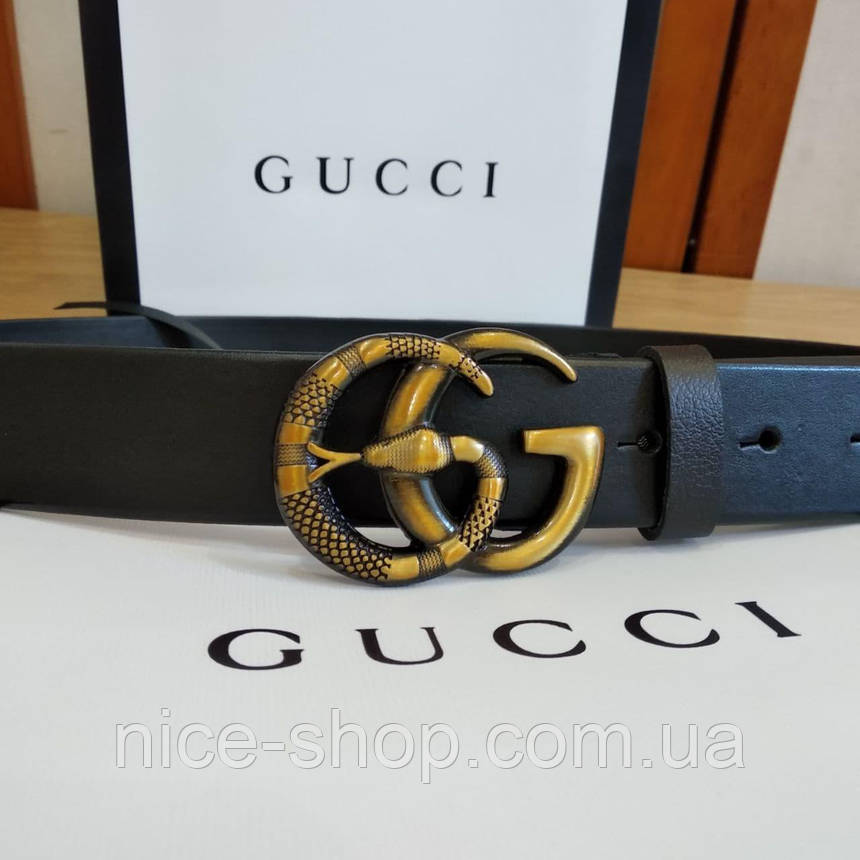 Ремінь Gucci шкіряний чорний, фото 1