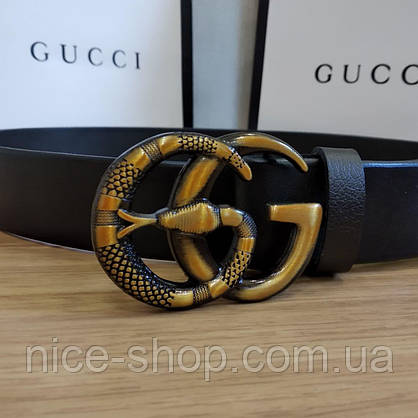 Ремінь Gucci шкіряний чорний, фото 5