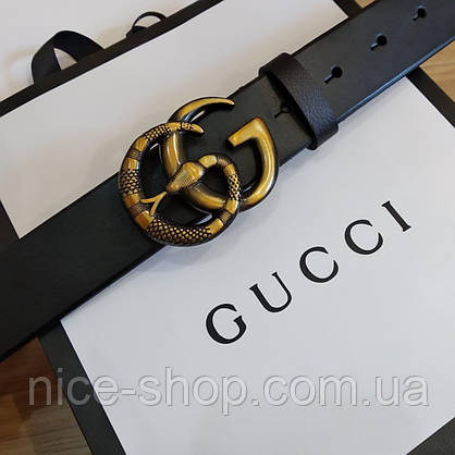 Ремінь Gucci шкіряний чорний, фото 4