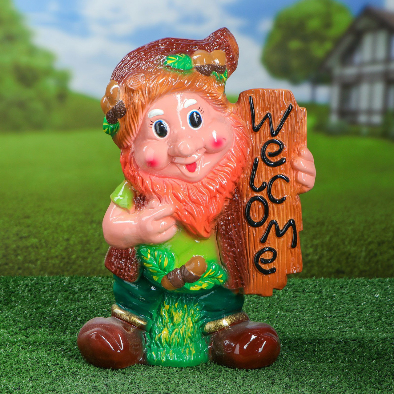 Садовий гном Welcome №3 кераміка 40 см, садовий декор (803), фото 1