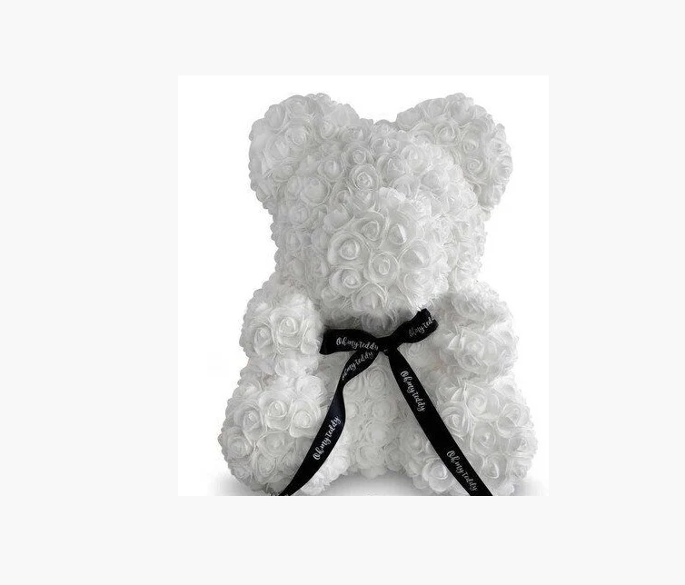 Ведмедик із 3D троянд заввишки 25 см, ведмідь із троянд Teddy Rose різні кольори, квітковий ведмедик