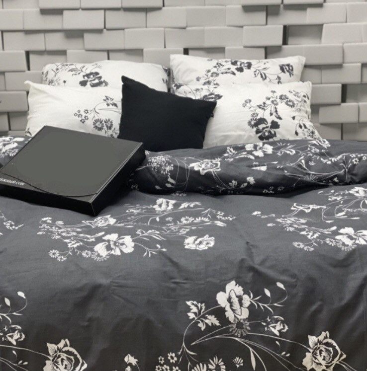 Підковдра Біло-чорні квіти, фото 1