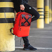 Рюкзак повседневный, спортивный рюкзак, школьный портфель Off White, цвет красный с принтом ( код: IBR160R )