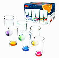 Набор цветных высоких стаканов "Мультиколор" 280 мл 6шт.