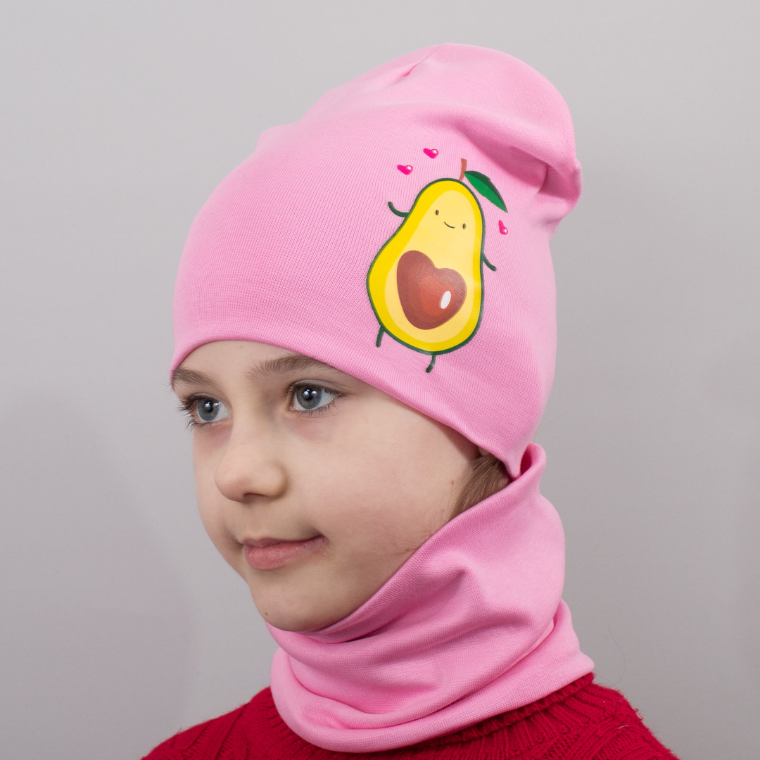 Шапка Трикотажна Дитяча Авокадо - Комплект рожевий