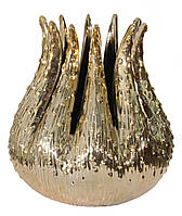 Ваза керамическая Shishi "Алоэ", золотистого цвета; d 18,5 см, h 20 см