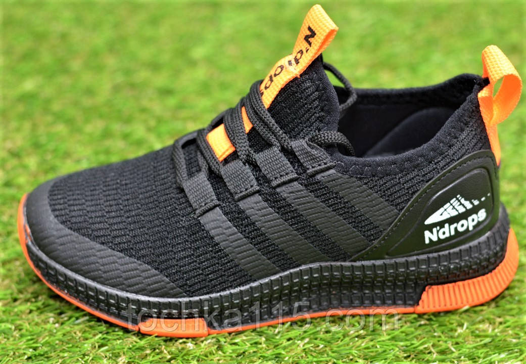 Дитячі кросівки аналог adidas Runfalcon Black Orang адідас ран фалкон чорний оранжевий р32-33