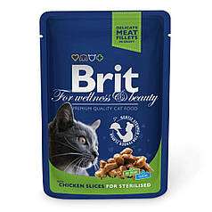 Вологий корм Brit Premium Cat Sterilised Chicken Slices (для стерилізованих кішок, курка) 100 г