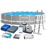 Басейн Intex 26756 каркасний Ø 610 х 132 см, ф-р-насос 5678 л/г, сходи, тент, підстилка, фото 6