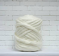 Крупная пряжа 100% шерсть для вязания пледов Цвет белый. Топс из мериносовой шерсти