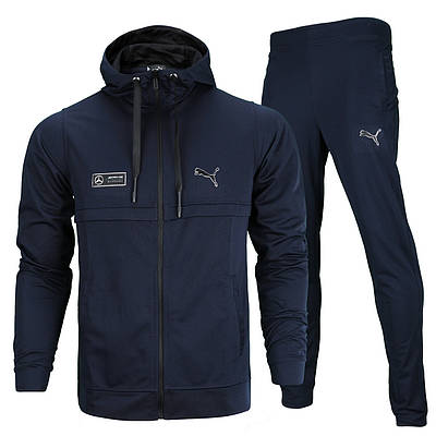 Спортивний костюм весна-осінь т синій PUMA - Mercedes з капюшоном K-405 DBLU S(Р) 21-654-013
