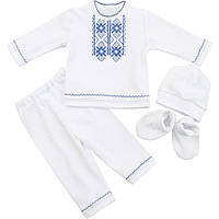 Крестильный набор для мальчика с украинской вышивкой (рубашка, штаны, шапка, пинетки), Ладан 22