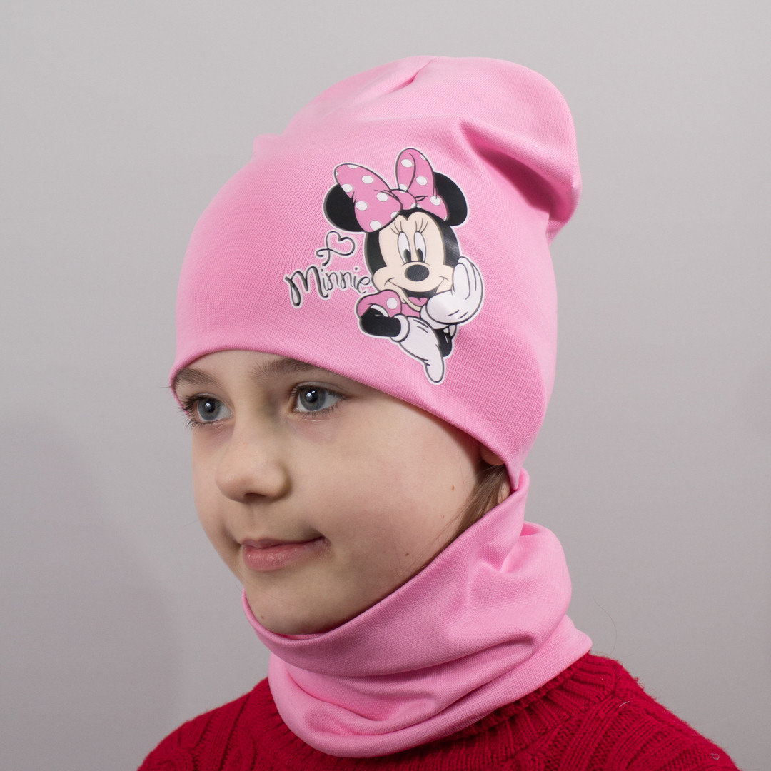 Модні дитячі Шапки Мінні Маус - Комплект рожевий