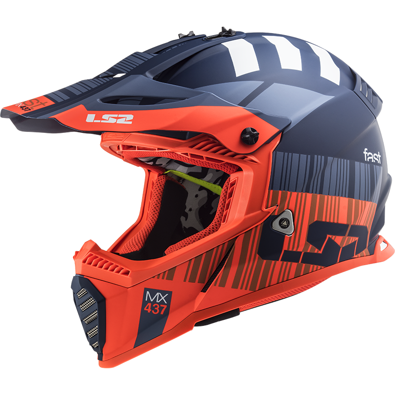 Мотошолом LS2 MX437 FAST Evo Xcode Matt (жовтогарячо-синій) р.3XL
