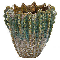 Вазон керамический Shishi "Кашпо в форме кактуса", зеленый с голубым оттенком; d 18 см, h 18 см
