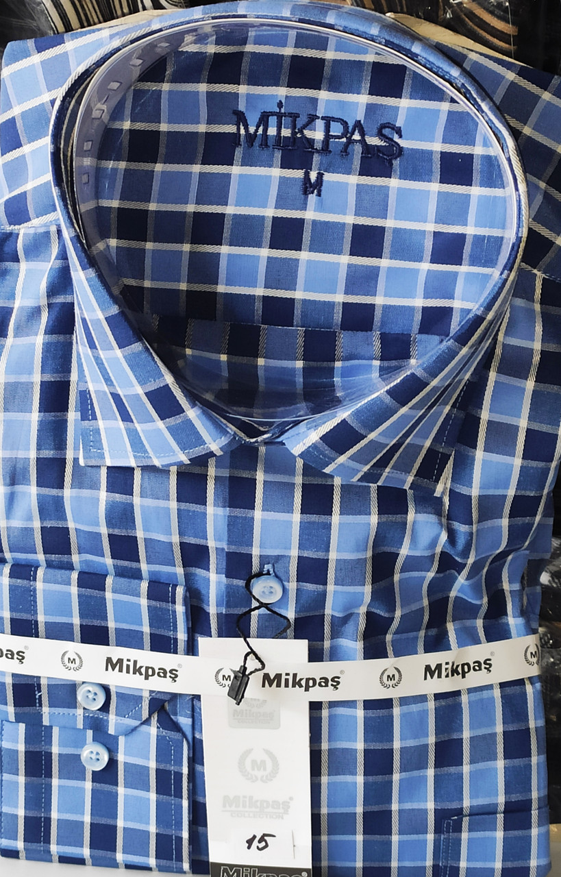 Сорочка чоловіча Mikpas vd-0015 в клітку класична Туреччина з довгим рукавом XL