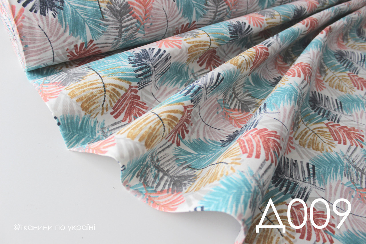 Тканина панама Duck водовідштовхуюча листья пальми різнокольорові, фото 1