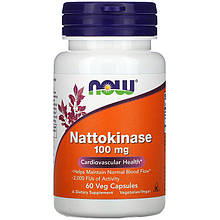 Натокіназа NOW Foods "Nattokinase" 100 мг, здоров'я серцево-судинної системи (60 капсул)