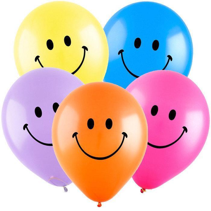 Кулі 12" Асорті з мал. "Смайл", 1 стор., 100 шт