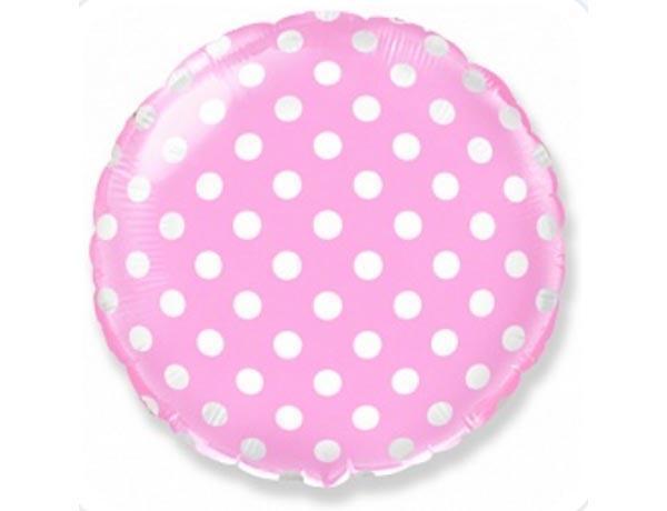 Коло фольговане 18" Рожеве з крапками