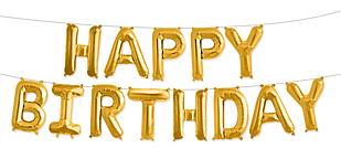 Напис "Happy Birthday", Набір куль-букв (16"/41 см) Золото