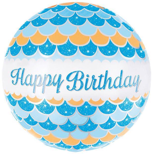 Коло фольговане 18" "Happy Birthday" Хвиля блакитна