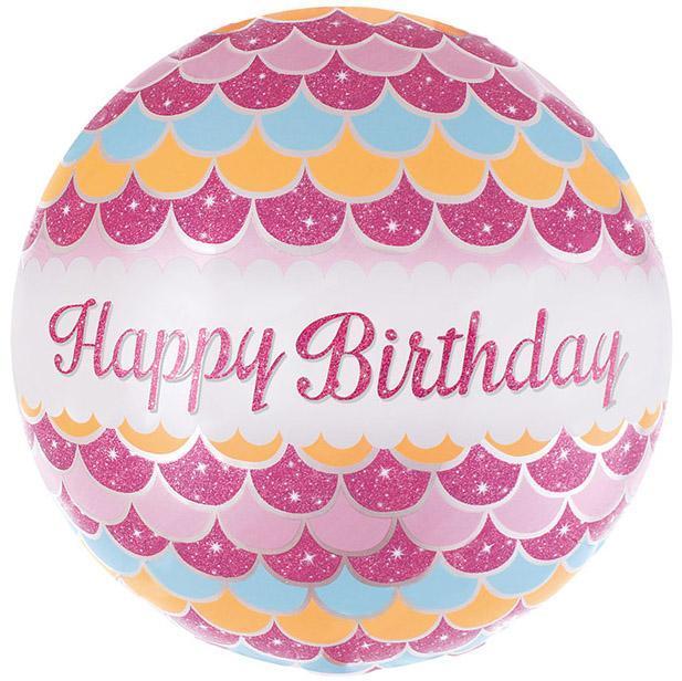 Коло фольговане 18" "Happy Birthday" Хвиля рожева
