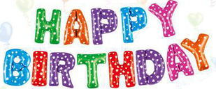Набір кульок-літер 16''/41 см, Напис "Happy Birthday", Асорті