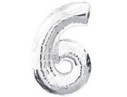 Фольгована цифра "6" Срібло (100см)