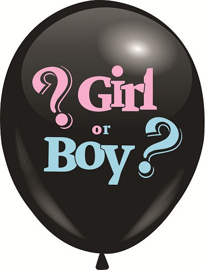 Кулі 12" Чорні з мал. "GIRL or BOY", гендерні, 25шт/уп