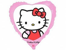 18" Серце фольговане "Hello Kitty" Кітті Білий фон
