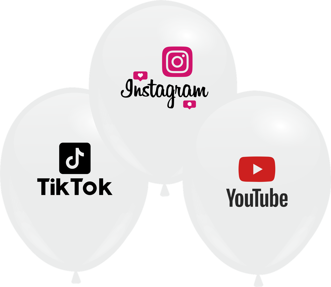 Кулі 12" Білі з мал. "Соцмережі", 10 шт, 1 стор.