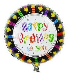 Коло фольговане 18" "Happy Birthday" З свічками, Чорний фон