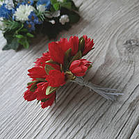 Тюльпани з тканини червоні 2 см (20 шт.)