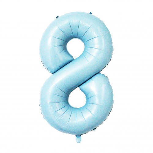 Фольгована цифра "8" Slim ніжно-блакитна в упаковці