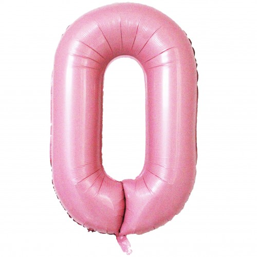 Фольгована цифра "0" Slim ніжно-рожева в упаковці