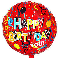 Коло фольговане 18" "Happy Birthday to you" Червоне