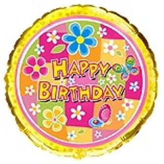 Коло фольговане 18" "Happy Birthday" Жовтий фон