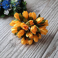 Тюльпани з тканини темно жовті 2 см (20 шт.)