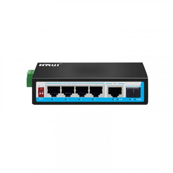 POE комутатор 6-ти портовий індустріальний HongRui HR500-AXGR-411S