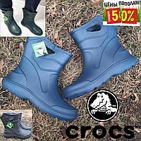 Чоловічі чоботи з утеплювачем, зимові, демісезонні,Crocs, ЕВА, непромокальні гумові черевики. Крокси, фото 1