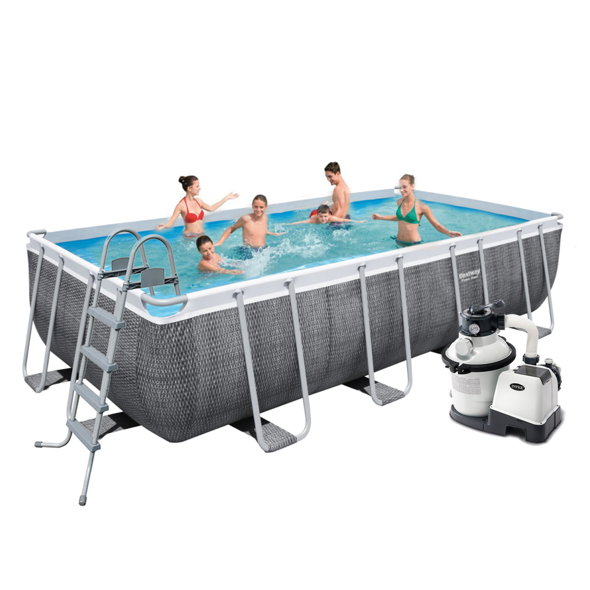 Каркасний басейн Bestway 56996 — 6, 488 x 244 x 122 см (4 500 л/год, дозатор, сходи, тент, підстилка)