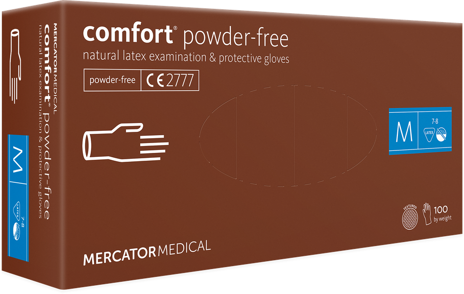 Рукавиці Латексні Mercator comfort powder-free Неопудрені (100 шт./пач.) Кремові