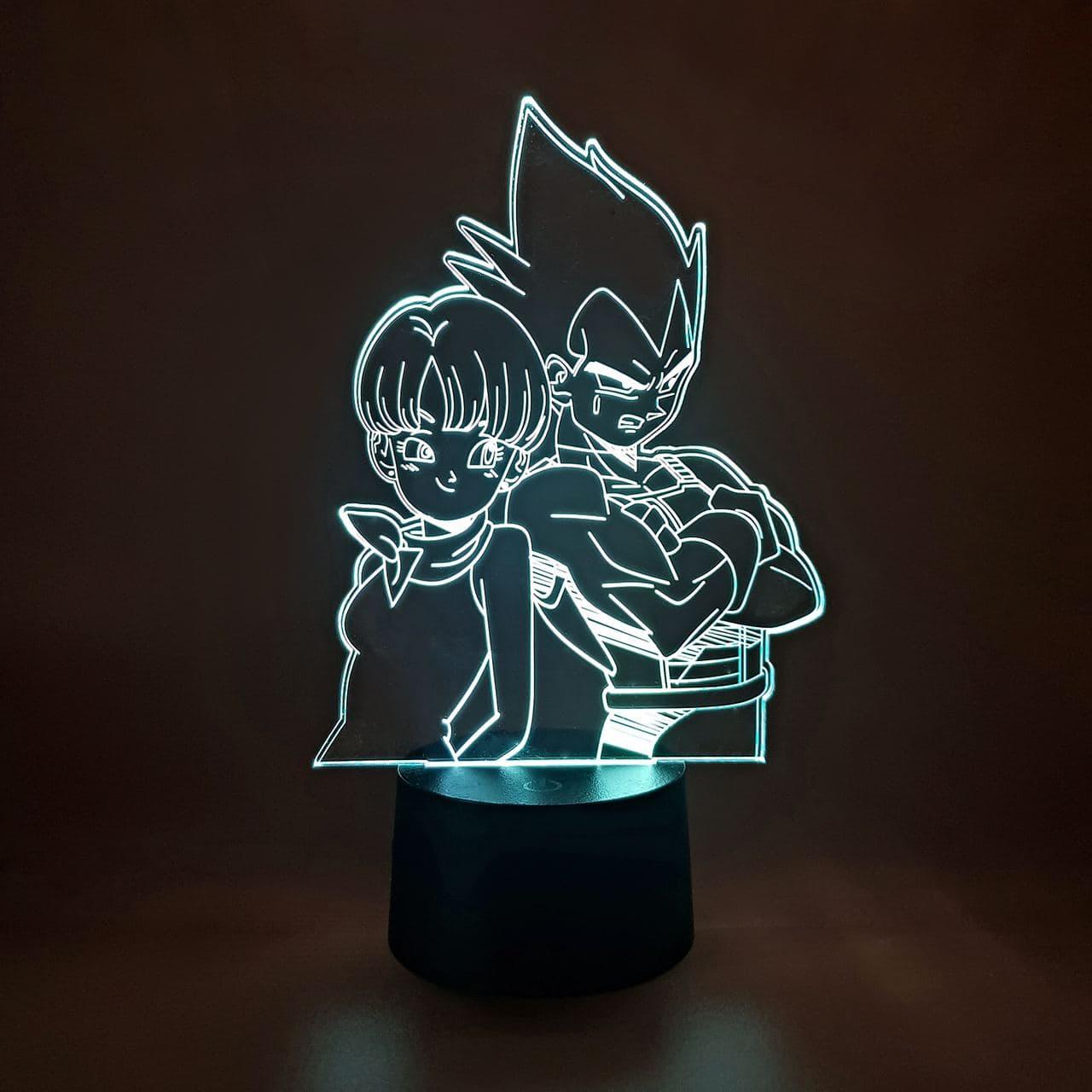 3D нічник "Вегета та булма" (ВОЛІЧНЕ ЗОБРАЖЕННЯ)+ пульт ДК + мережевий адаптер + батарейки (3ААА) 3DTOYSLAMР, фото 1