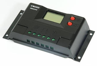 Контролер 20А 12В/24В з дисплеєм + USB гніздо (Модель-CM20D)
