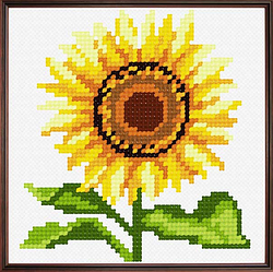 Набір для вишивання "Соняшник" (тканина з малюнком, муліне, голка) 11*11 см