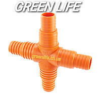 Соединение крест 1"-3/4" универсальный оранжевый для поливочного шланга SLD