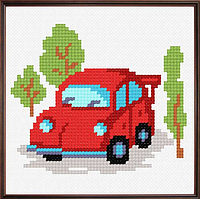 Набор для вышивания "Автомобиль" (ткань с рисунком, мулине, игла) 11*11 см