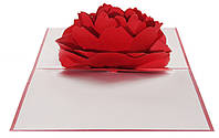 Вітальна листівка Shishi 3d "Червона троянда", червона та кремова