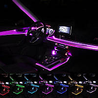 Різнобарвний RGB неон з монтажним шлейфом 6м (кантом) на весь автомобіль ios,android